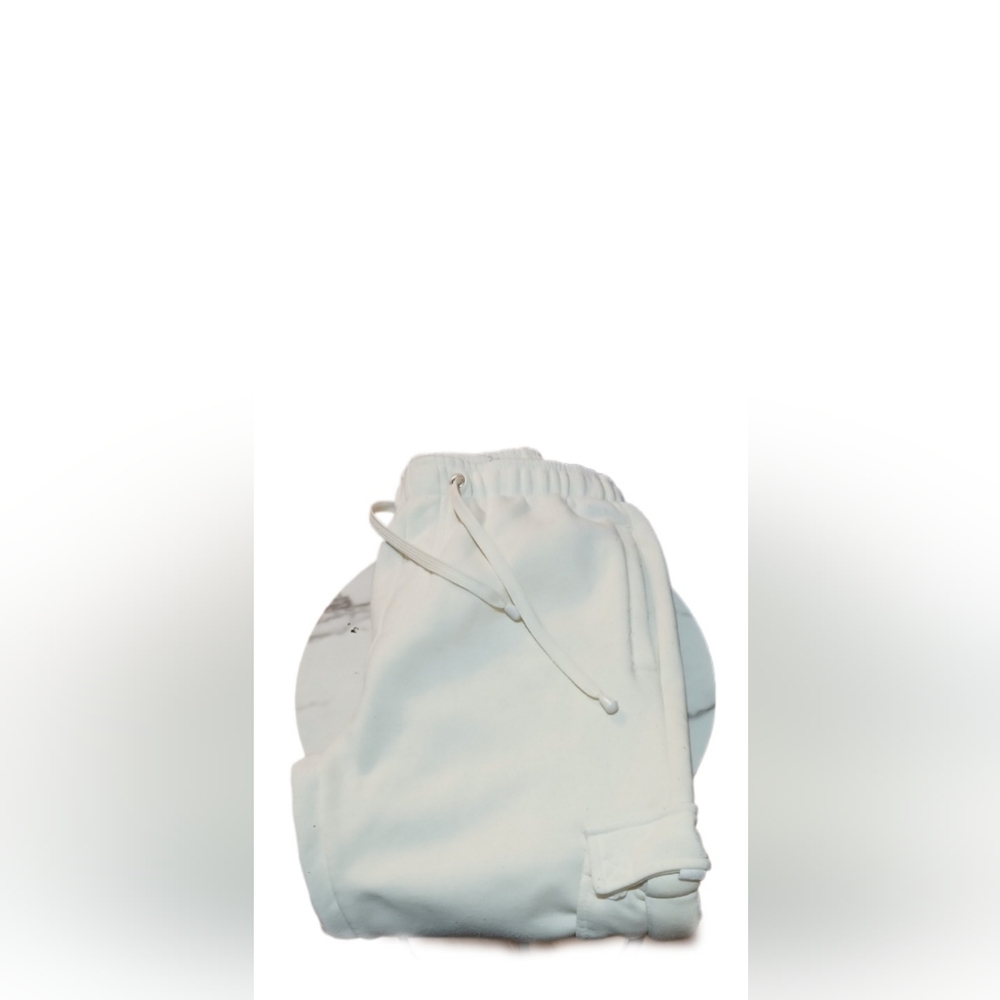 White Cargo Pocket Jogger Pants
